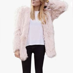 Perman Womens Pink Faux Fur Short Coat Jacket size M